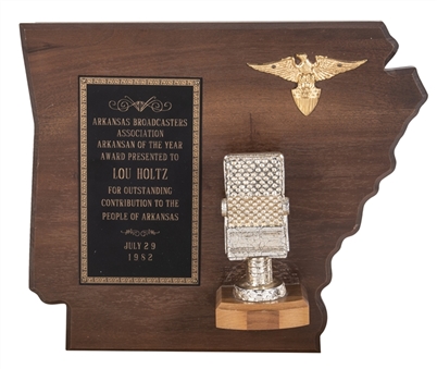 1982 Lou Holtz Arkansan of the Year Award Presented By The Arkansas Broadcasters Association (Holtz LOA)